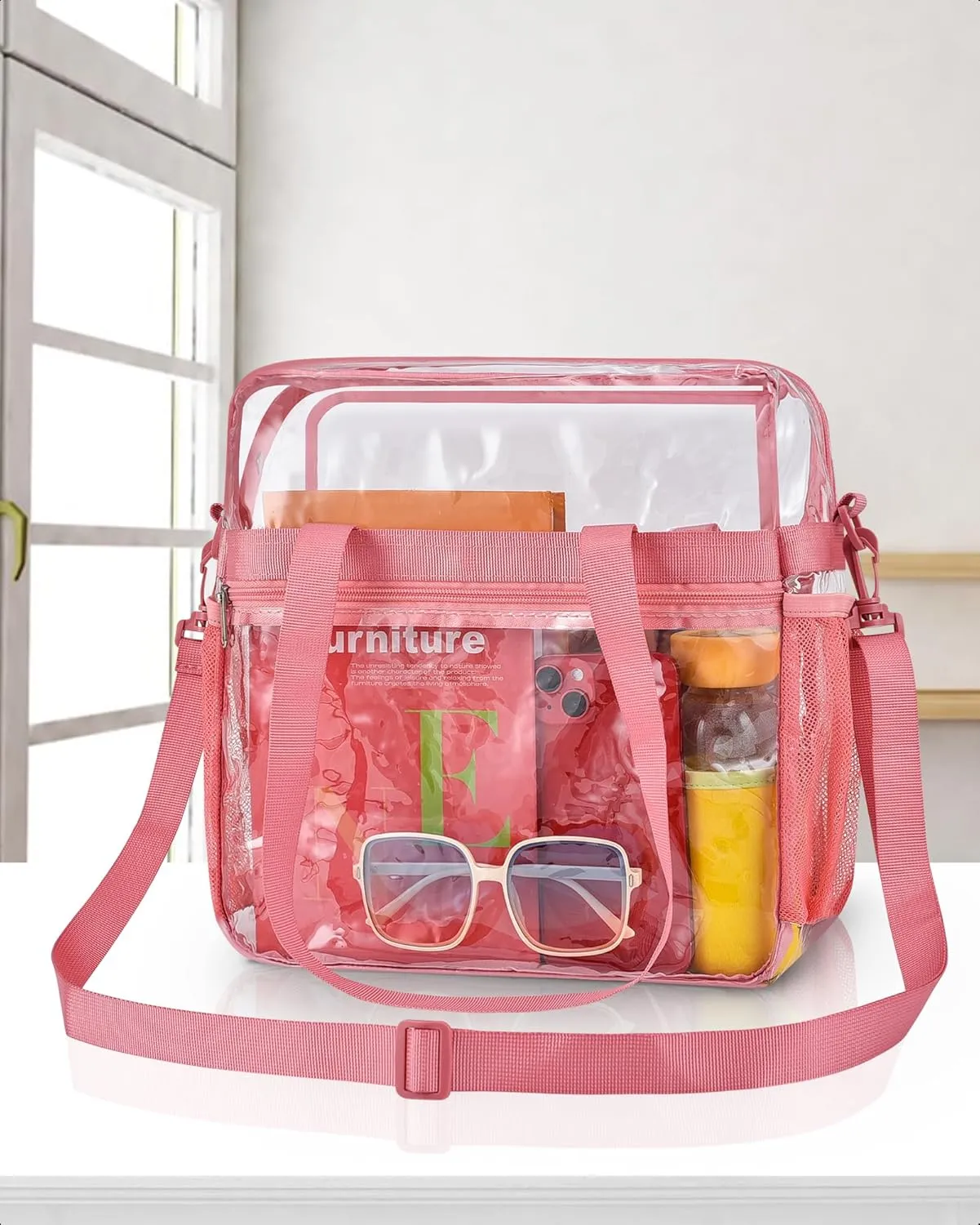 Paxiland Clear Bag for Stadium Events 12x6x12, Clear Tote Bag with Reinforced Strap, Transparent Bag for Sports Concert