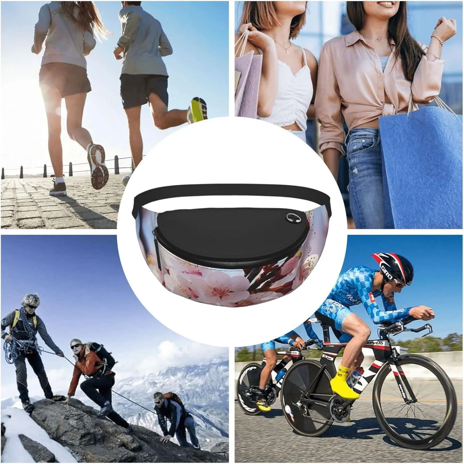 Peach blossom Fanny Pack for Man Women Waist Bag Adjustable Belt Casual Chest Bag Bum Bags for Travel Sports Running Hiking Waist Packs