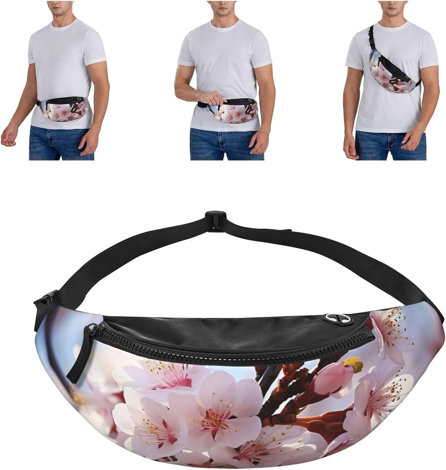Peach blossom Fanny Pack for Man Women Waist Bag Adjustable Belt Casual Chest Bag Bum Bags for Travel Sports Running Hiking Waist Packs