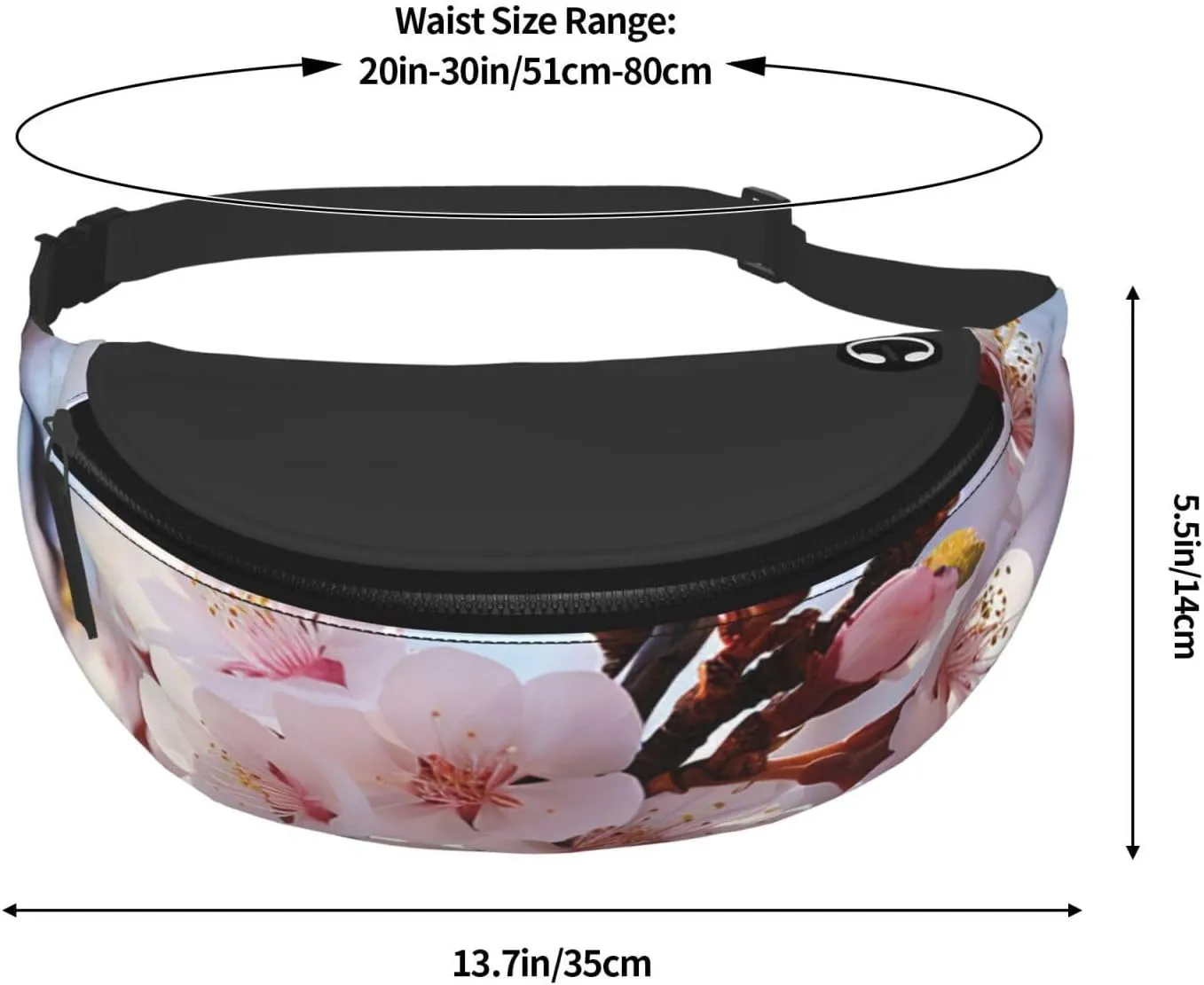 Peach blossom Fanny Pack for Man Women Waist Bag Adjustable Belt Casual Chest Bag Bum Bags for Travel Sports Running Hiking Waist Packs