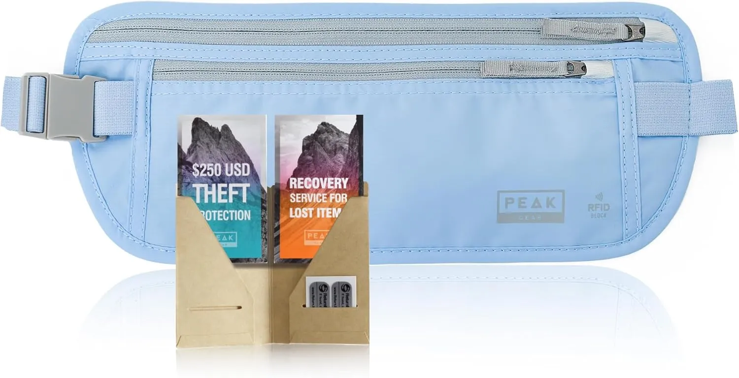 Peak Gear Money Belt Family by Color (Blue)