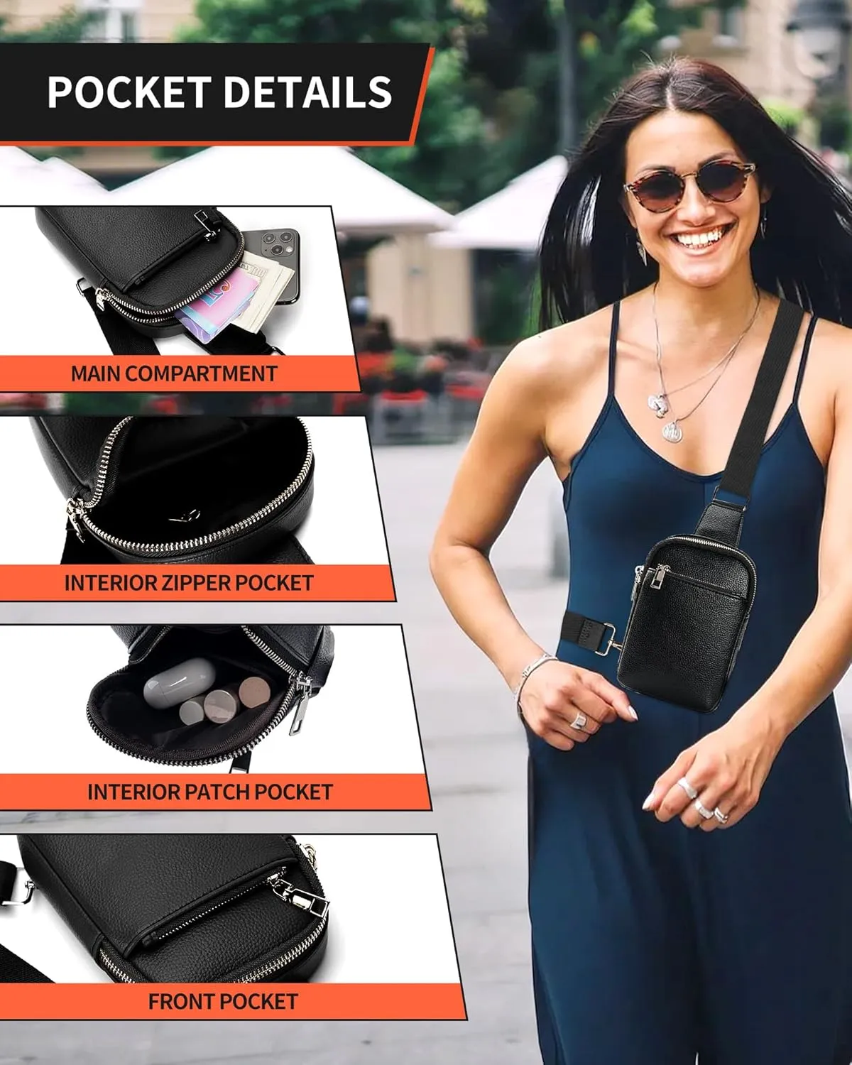 Peicees Travel Small Sling Bag Leather Crossbody Bags for Women Fanny Packs Cross Body Bag for Woman Cross Body Purses