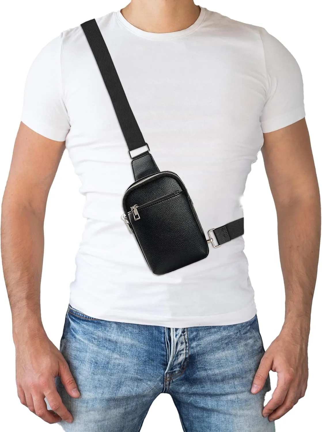 Peicees Travel Small Sling Bag Leather Crossbody Bags for Women Fanny Packs Cross Body Bag for Woman Cross Body Purses