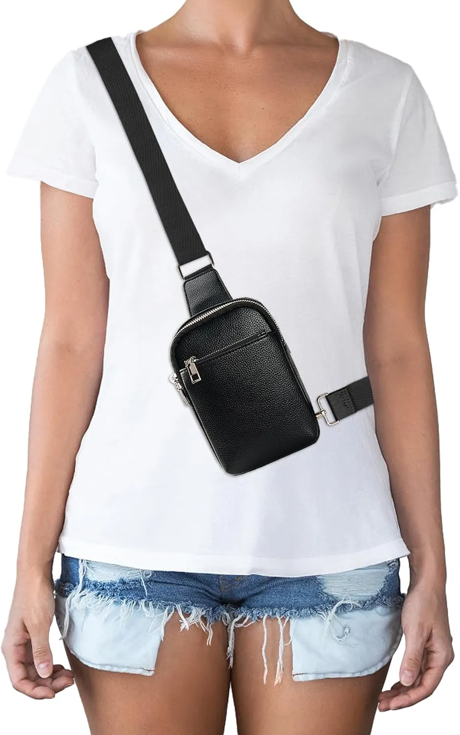 Peicees Travel Small Sling Bag Leather Crossbody Bags for Women Fanny Packs Cross Body Bag for Woman Cross Body Purses