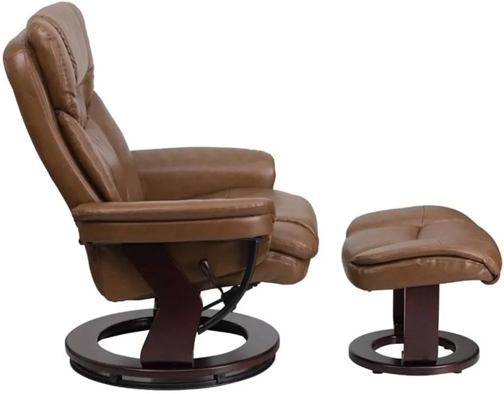 Pemberly Row Contemporary Leather Recliner in Palimino Brown
