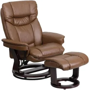 Pemberly Row Contemporary Leather Recliner in Palimino Brown