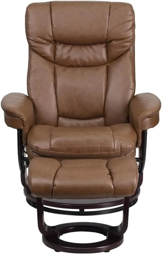Pemberly Row Contemporary Leather Recliner in Palimino Brown