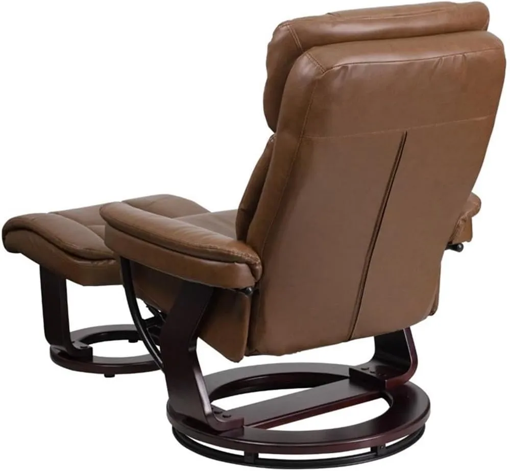 Pemberly Row Contemporary Leather Recliner in Palimino Brown