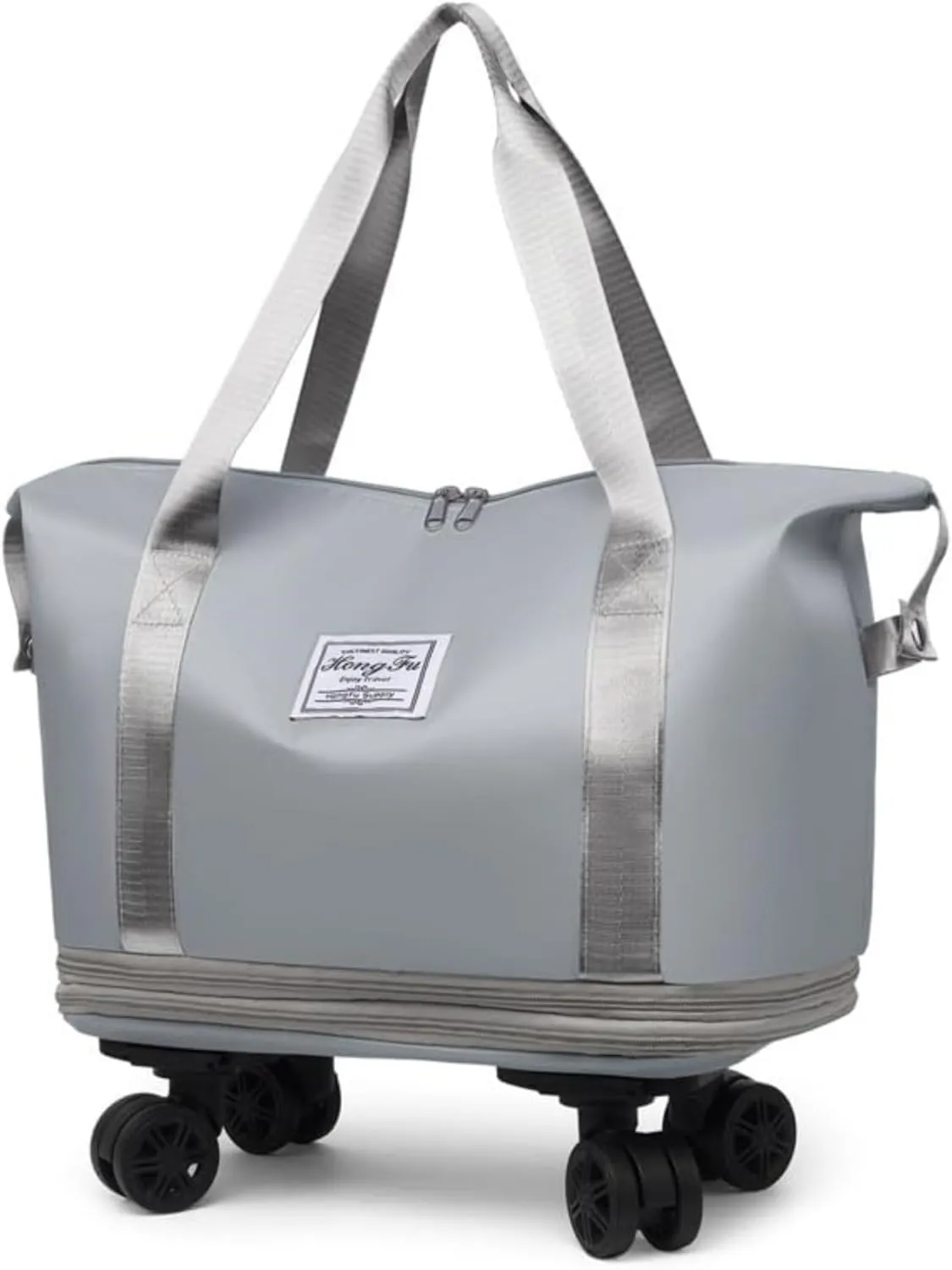 Pepepo Travel Bag with Wheels, Expandable Large Capacity Travel Bag with Removable Wheel, Foldable Luggage Bags (Gray)