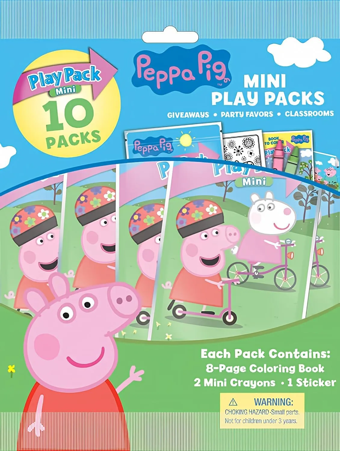 Peppa Pig Mini Play Packs | Peppa Pig Party Favors | Includes Small Coloring Book, 2 Mini Crayons, and a Sticker | 10-Pack