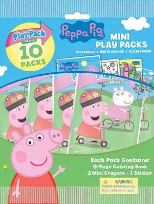 Peppa Pig Mini Play Packs | Peppa Pig Party Favors | Includes Small Coloring Book, 2 Mini Crayons, and a Sticker | 10-Pack