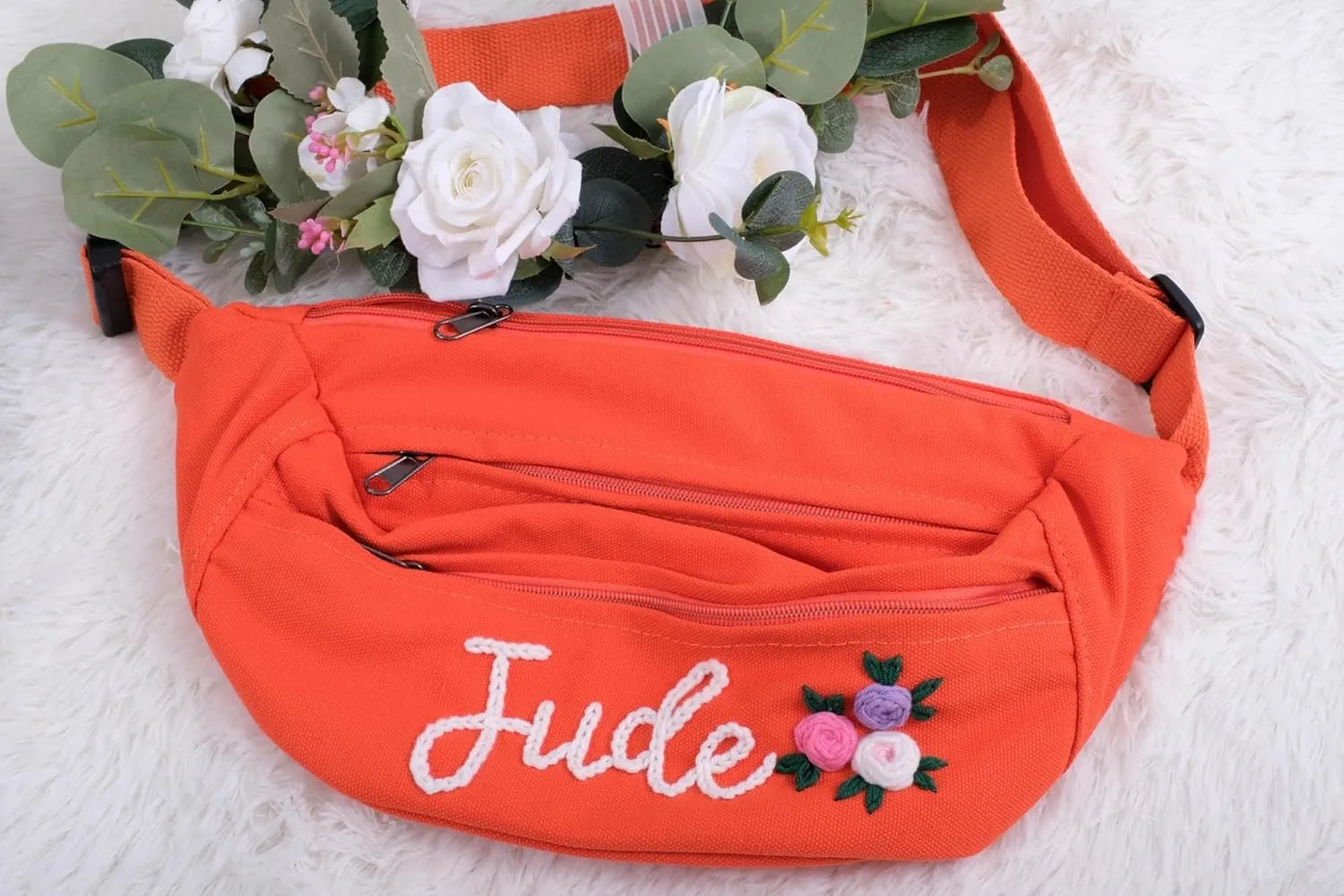 Personalized Belt Bag with Name – Custom Fanny Pack & Crossbody Bag for Women – Ideal Travel Accessory & Bridesmaid Gift（White）
