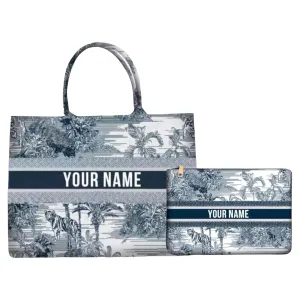 Personalized Book Tote Handbag   Clutch with Your Name or Initial Monogram Embroidery Design for Women Evening Bag Wedding Bridal Gift Beach Bag Shopper