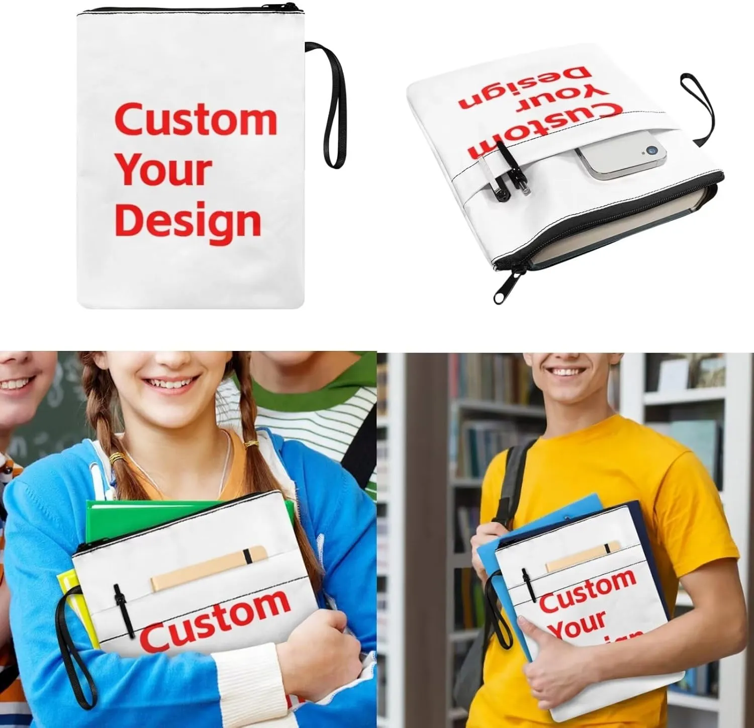 Personalized Custom Pictures and Logos Backpack with Lunch Box for Women Insulated Lunch Bag with Zipper Pencil Case and Book Cover for Teens Girls