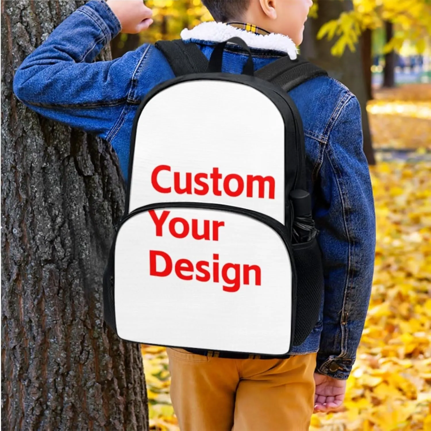 Personalized Custom Pictures and Logos Backpack with Lunch Box for Women Insulated Lunch Bag with Zipper Pencil Case and Book Cover for Teens Girls
