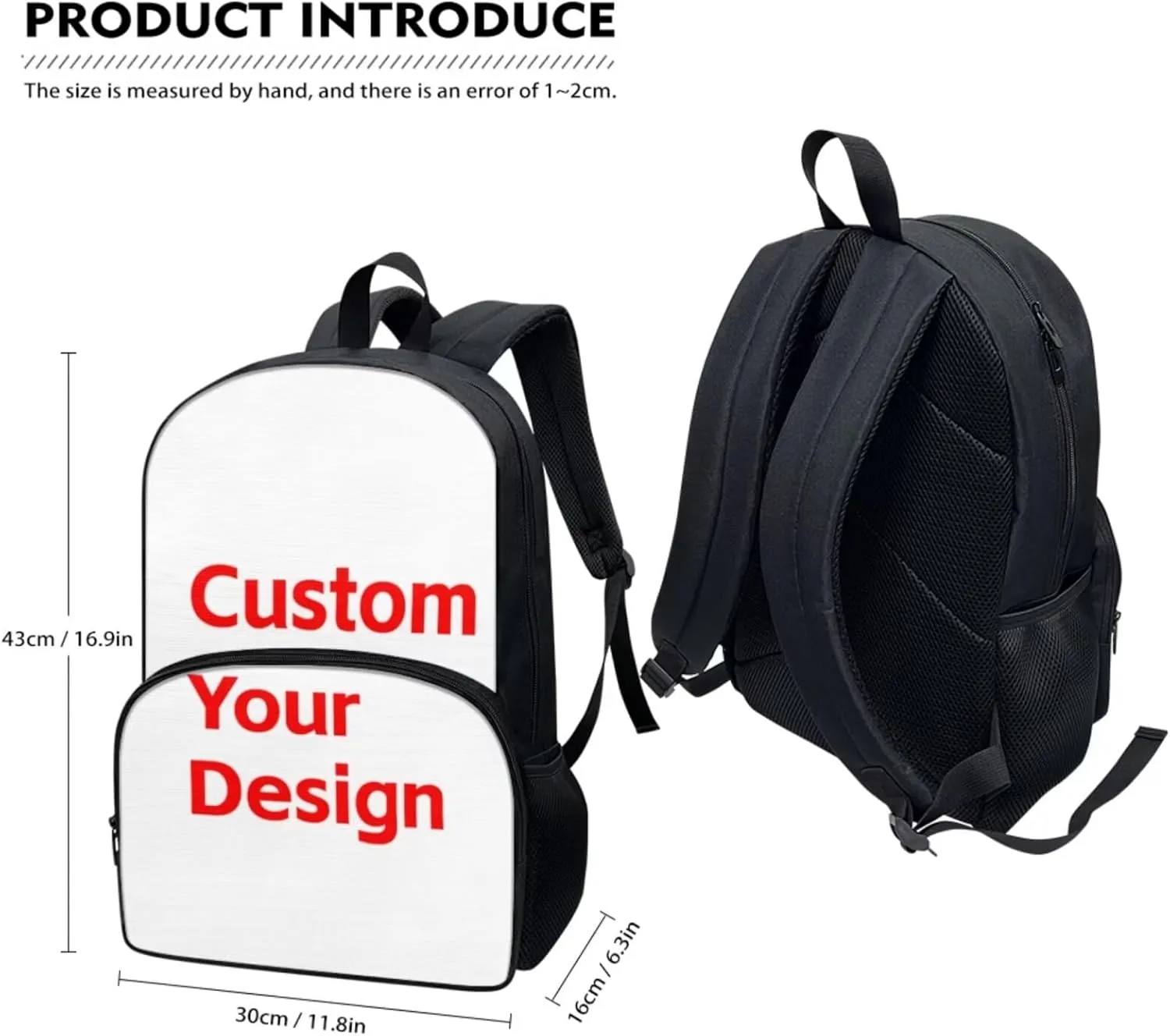 Personalized Custom Pictures and Logos Backpack with Lunch Box for Women Insulated Lunch Bag with Zipper Pencil Case and Book Cover for Teens Girls