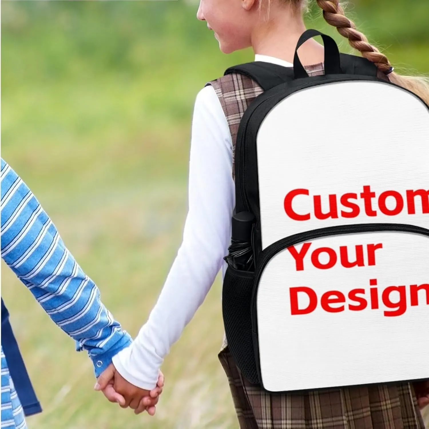 Personalized Custom Pictures and Logos Backpack with Lunch Box for Women Insulated Lunch Bag with Zipper Pencil Case and Book Cover for Teens Girls