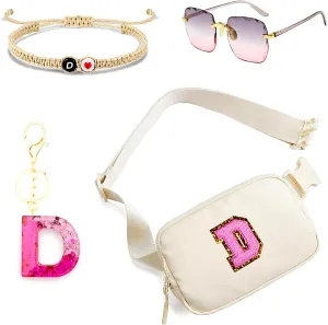 Personalized Initial Fanny Pack Belt Bag for Teen Girls -teen girls trendy stuff (D)