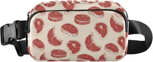 Personalized Steaks Raw Red Meat Print Women Fanny Packs Neon Belt Bag Hip Pouch Waterproof Cross Body Waist Purse