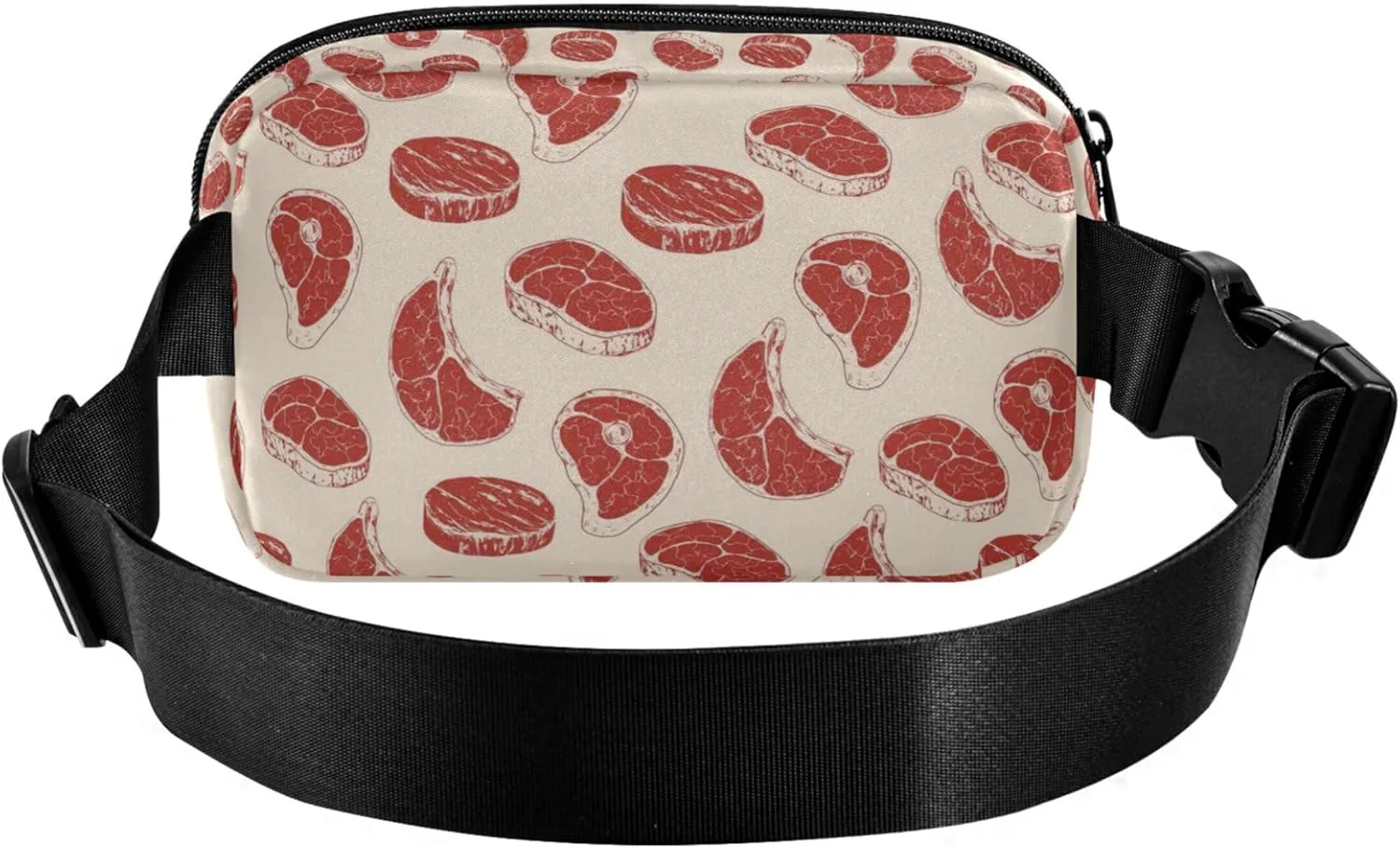 Personalized Steaks Raw Red Meat Print Women Fanny Packs Neon Belt Bag Hip Pouch Waterproof Cross Body Waist Purse