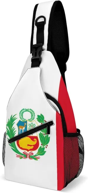Peru Peruvian Flag Fashion Chest Bag for Men Small Sling Bag Backpack Crossbody Travel Hiking Daypack