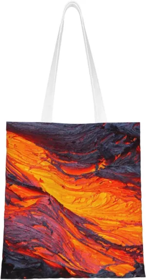 Peynir Lava Magma Women Canvas Tote Bag Reusable Shopping Grocery Bag Large Beach Gym Bag