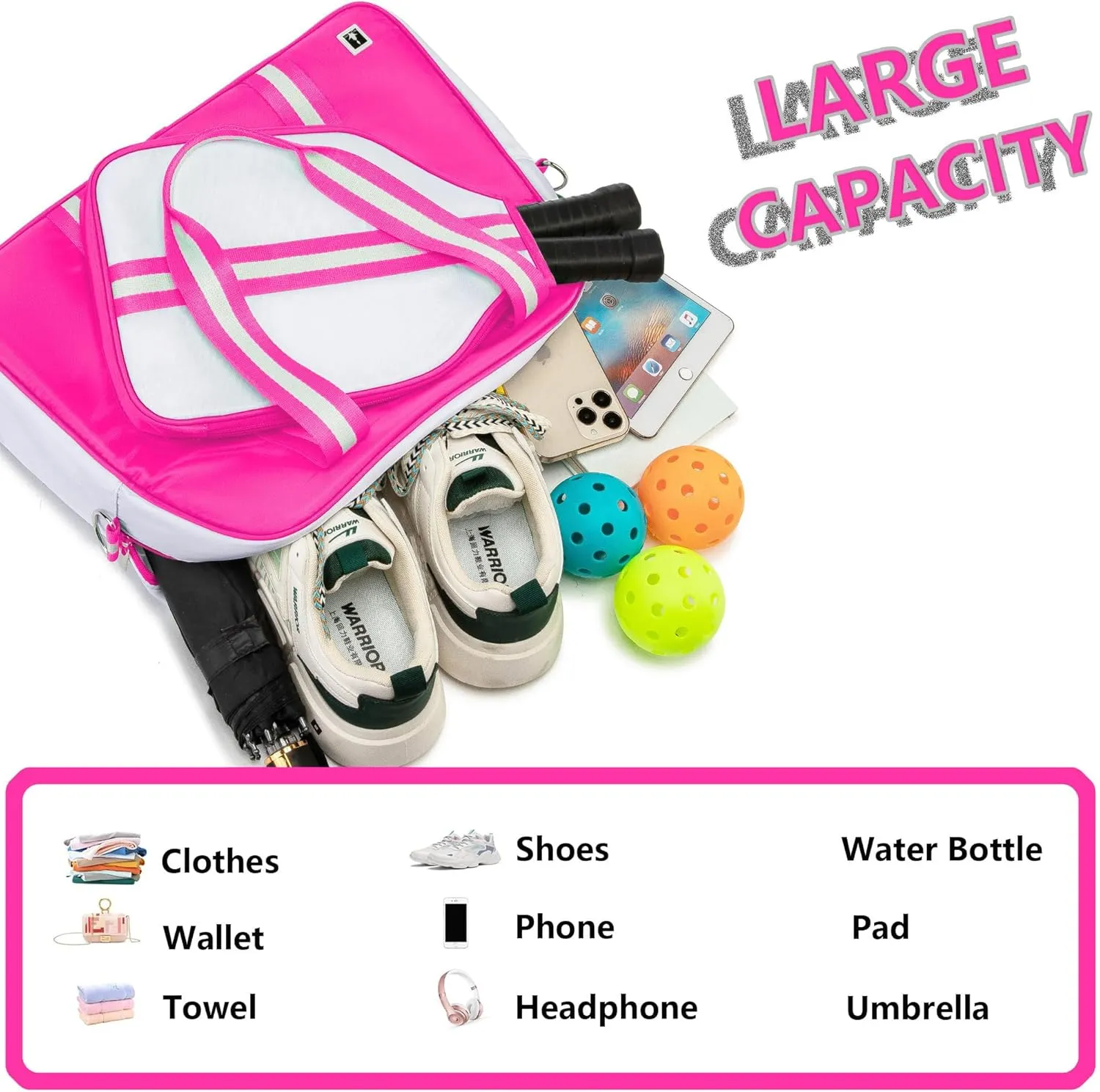 Pickleball Bag, Pickleball Bags for Women and Men，Pickleball Paddle Bag Large Capacity can Hand-Carried or Crossbody.