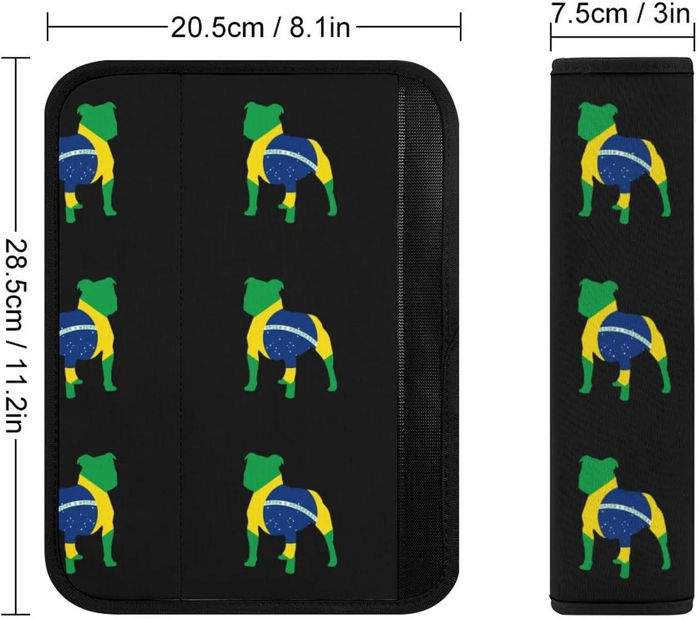 Pit Bull Brazili Flag Fashion Car Seat Belt Cover Pad for Shoulder Bag Camera Soft Comfort Accessories 2PCS