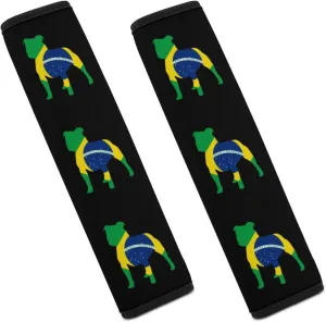 Pit Bull Brazili Flag Fashion Car Seat Belt Cover Pad for Shoulder Bag Camera Soft Comfort Accessories 2PCS