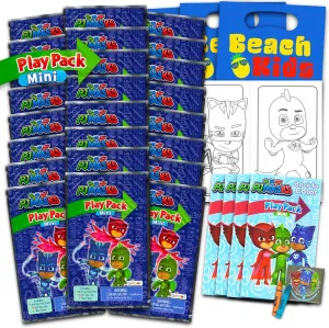 PJ Masks Mini Party Favors Set for Kids - Bundle with 24 Mini PJ Masks Grab n Go Play Packs with Coloring Pages, Stickers and More (PJ Masks Birthday Party Supplies)