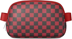 Plaid Mini Belt Bag for Men Women Vintage Checkered Waist Packs Crossbody Bags Adjustable Strap for Hiking Cycling Jogging