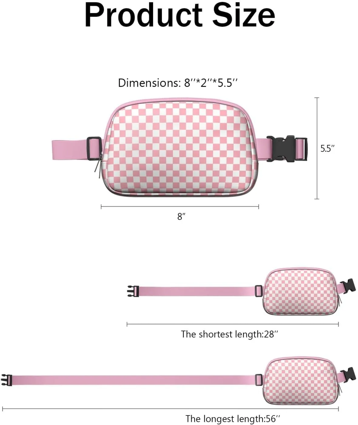 Plaid Mini Belt Bag for Men Women Vintage Checkered Waist Packs Crossbody Bags Adjustable Strap for Hiking Cycling Jogging