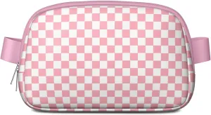 Plaid Mini Belt Bag for Men Women Vintage Checkered Waist Packs Crossbody Bags Adjustable Strap for Hiking Cycling Jogging