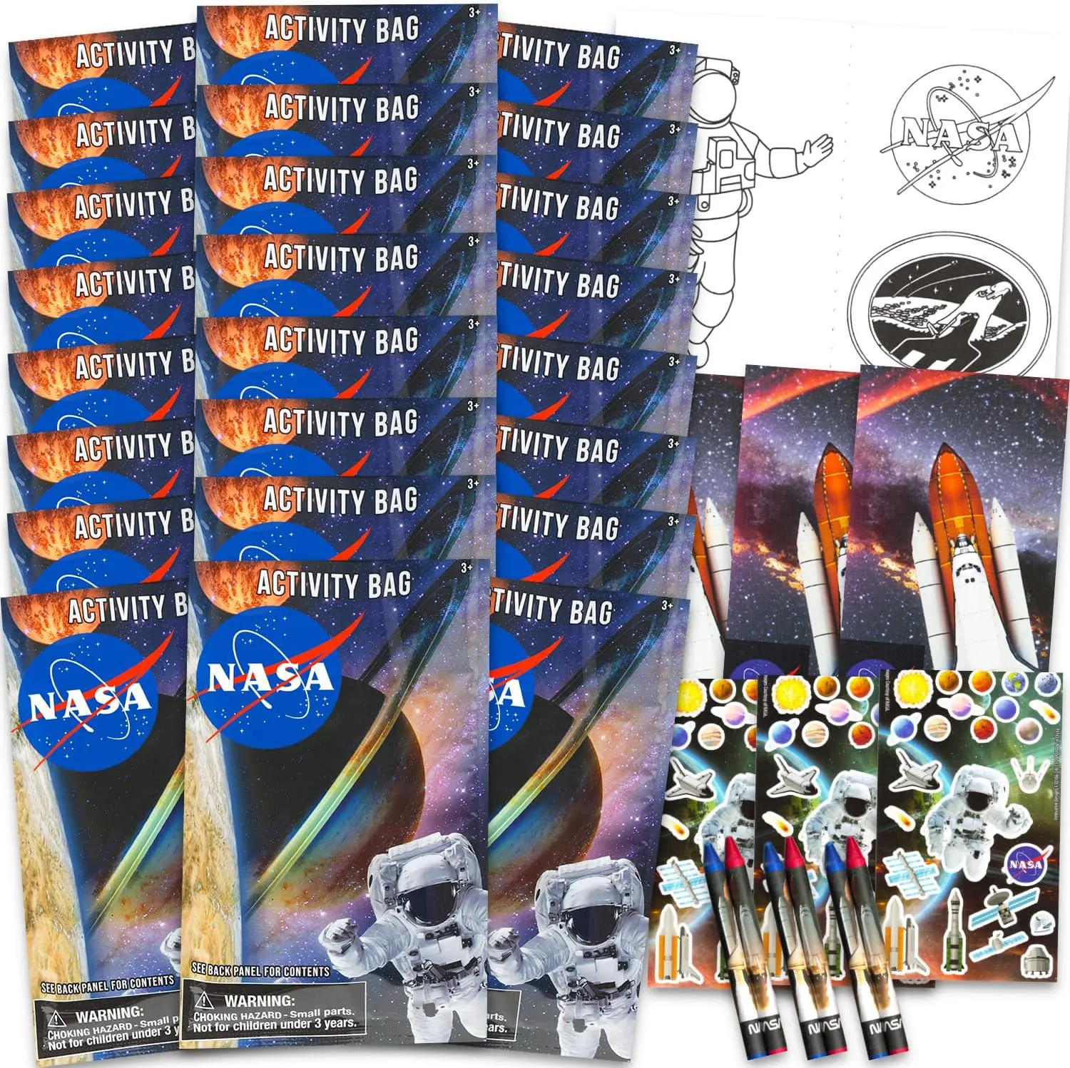 Platinum Series NASA Outer Space STEM Party Favors - 24 Count Space Activity Set - Kids' Coloring Books, Stickers & More