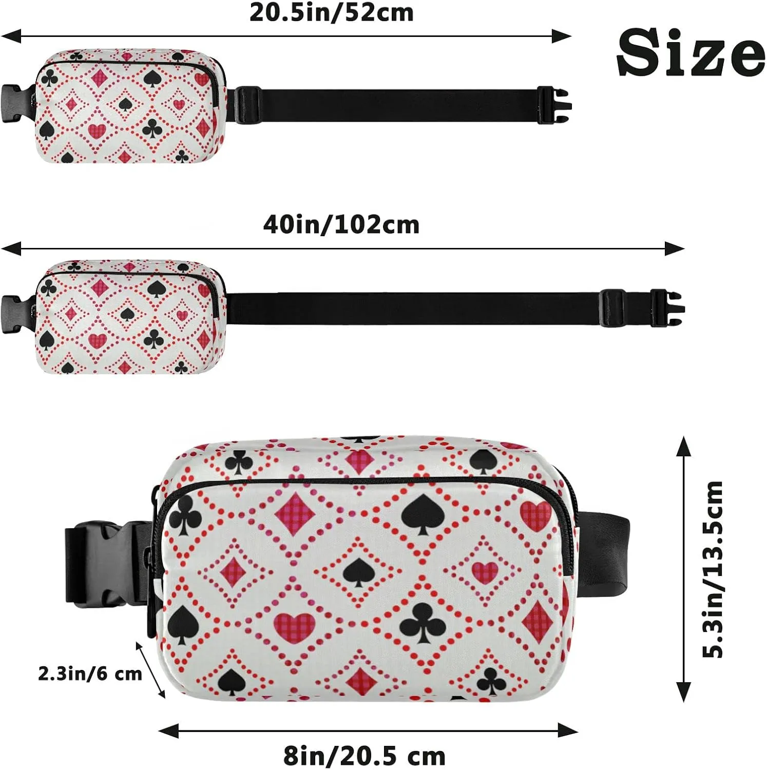 Poker Fanny Pack for Women Men Crossbody Belt Bag Fashion Waist Packs Purse with Adjustable Strap Dupes for Workout Travel Outdoors