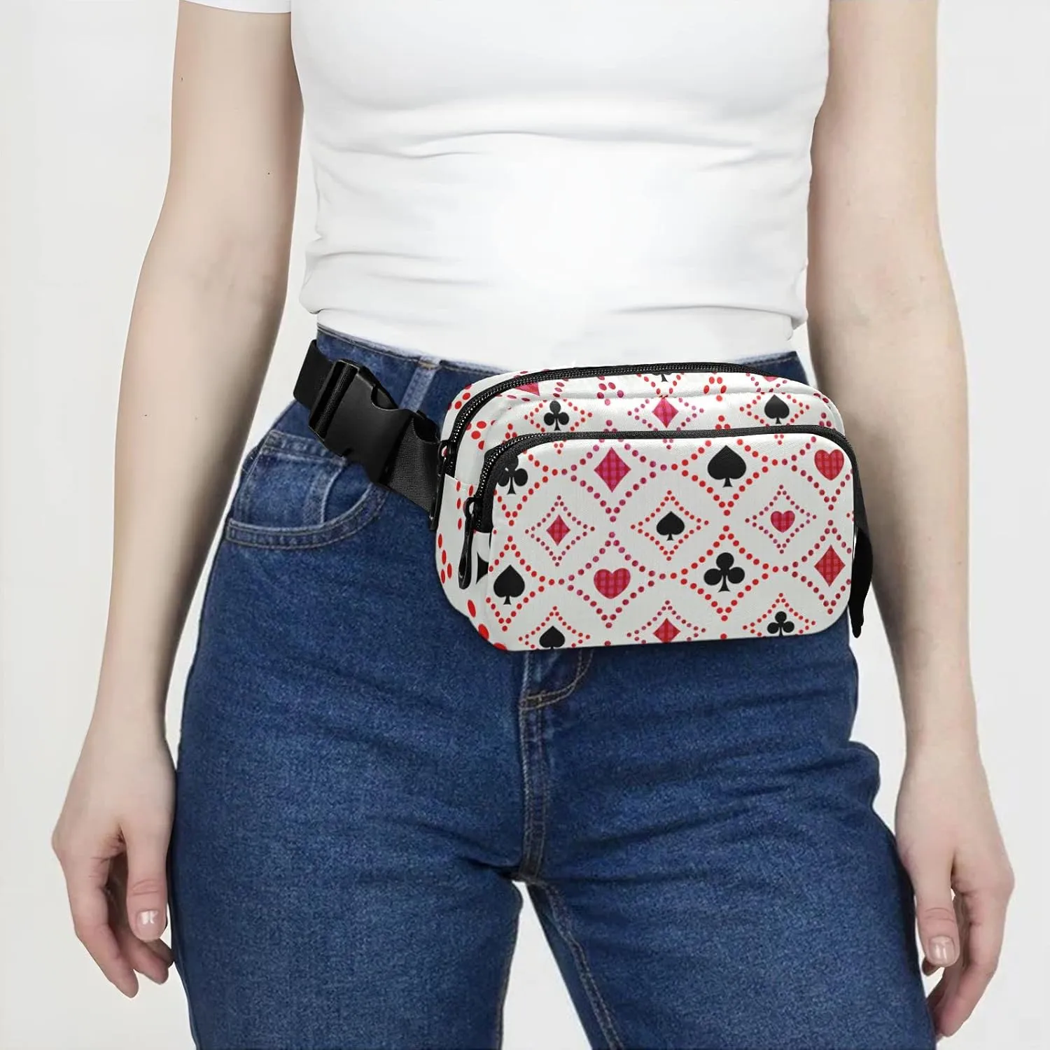 Poker Fanny Pack for Women Men Crossbody Belt Bag Fashion Waist Packs Purse with Adjustable Strap Dupes for Workout Travel Outdoors