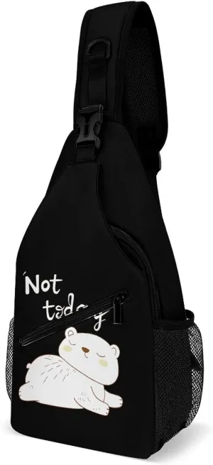 Polar Bear Not Today Crossbody Bag Over Shoulder Sling Backpack Casual Cross Chest Side Pouch 38x20cm