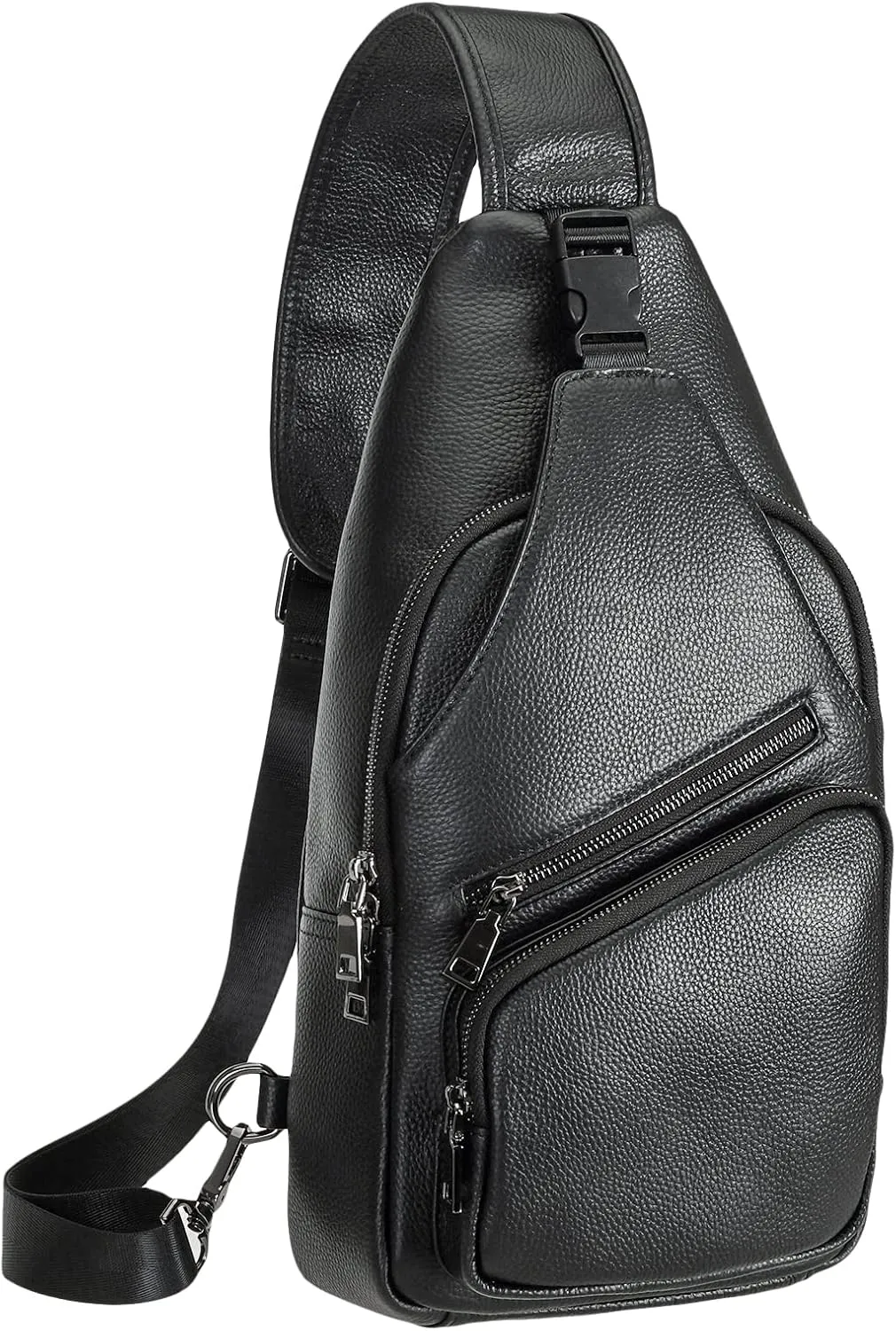 Polare Cowhide Italian Leather Sling Chest Shoulder Bag Waterproof Anti Theft Crossbody Casual Daypack