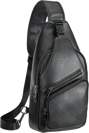 Polare Cowhide Italian Leather Sling Chest Shoulder Bag Waterproof Anti Theft Crossbody Casual Daypack