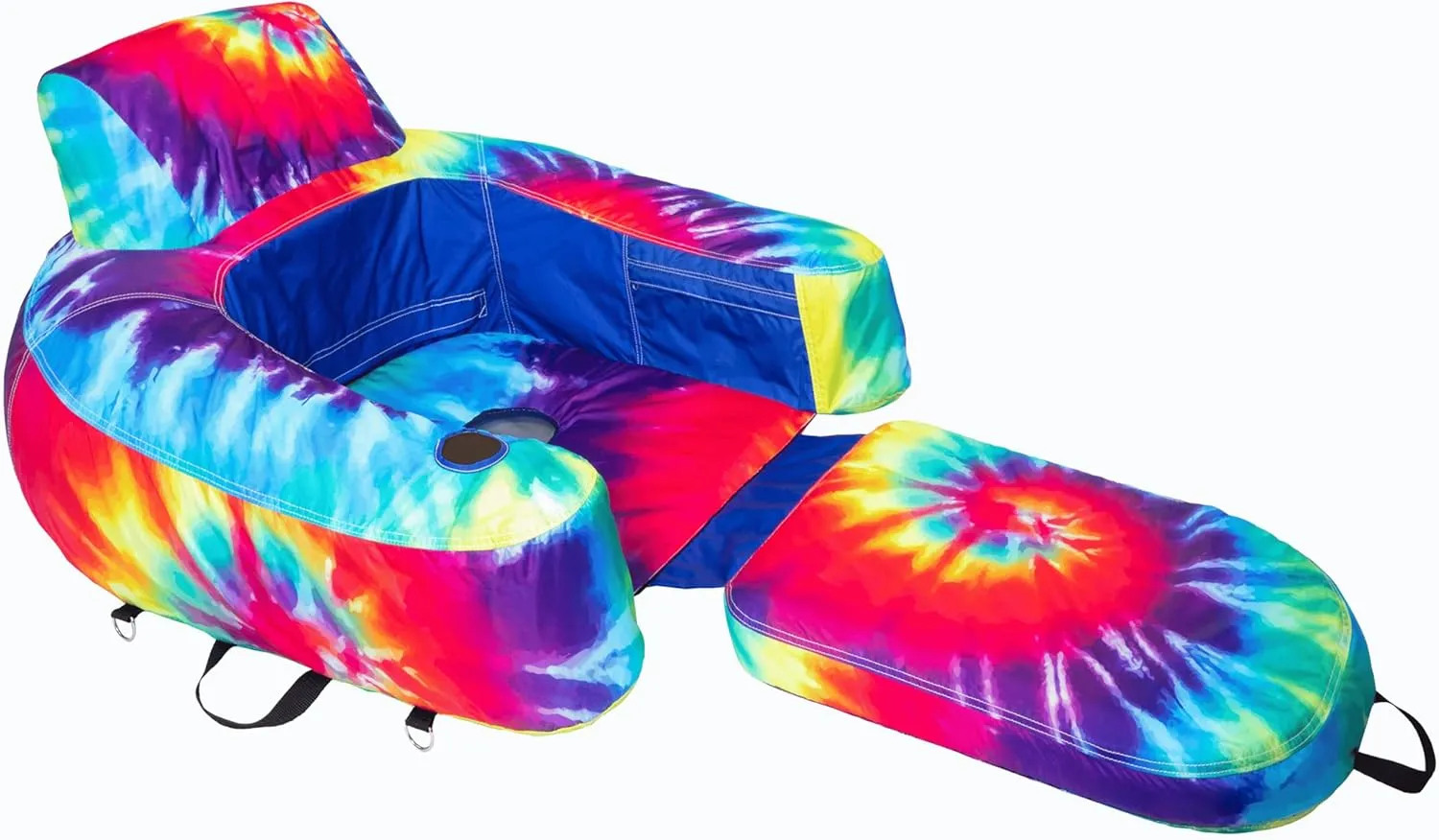 Pool Lounger Inflatable Pool Floats - Pool, Lake, River Floating Lounge Chair Heavy Duty Fabric Pool Raft 2in1 Convertible Chair - Leopard, Camo, Tie-Dye Colors