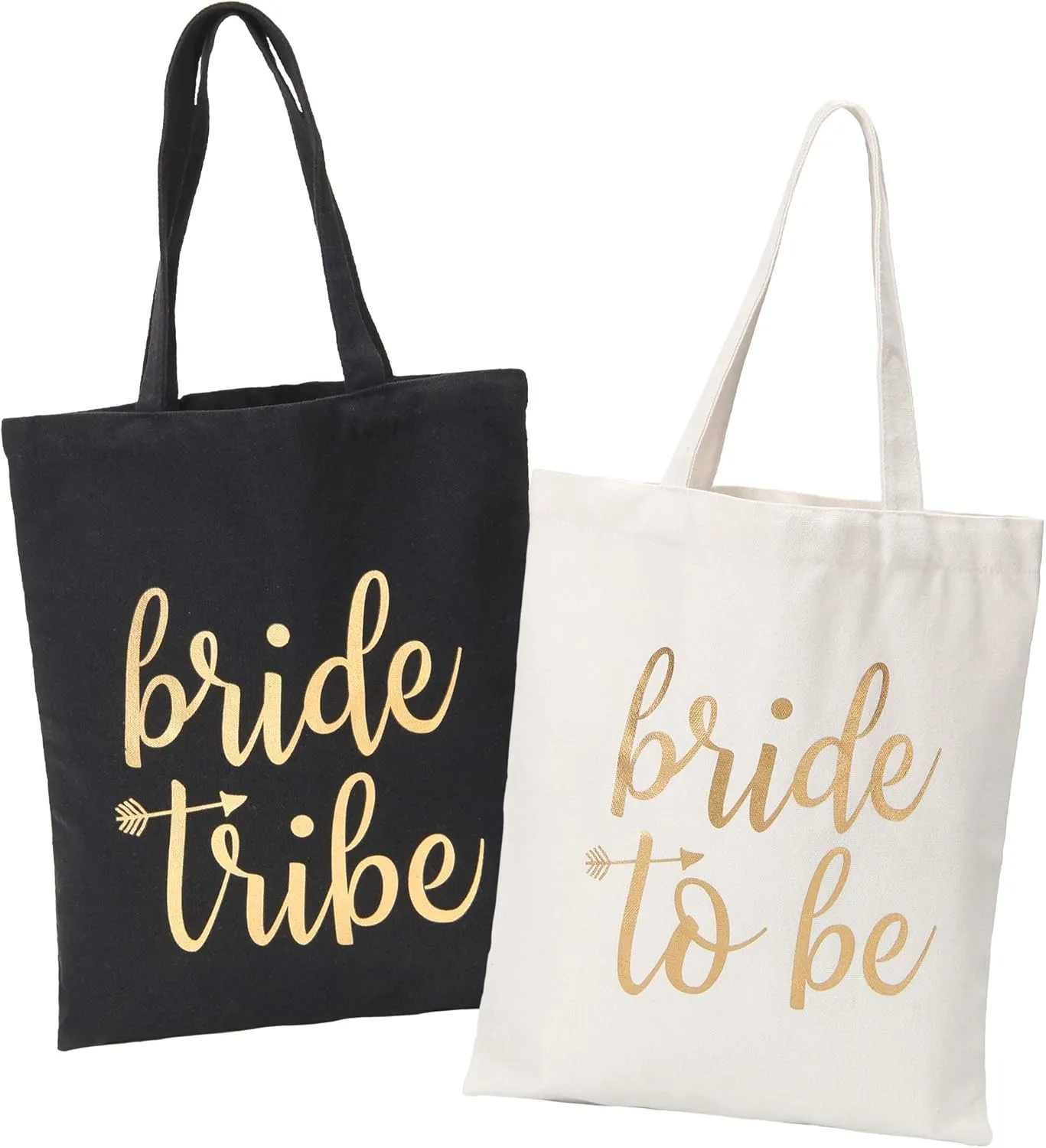Pop Fizz Designs Bride Tribe Bags- Bridesmaid Canvas Totes and Bride Bag (7 pack)