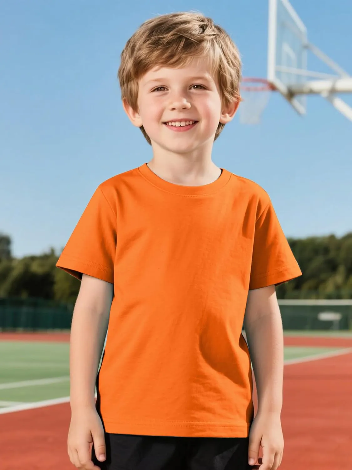Poroka 5 Pack Toddler Boys Short Sleeve Cotton T-Shirt Crew Neck T-Shirt for Baby Toddler, 4 Sizes