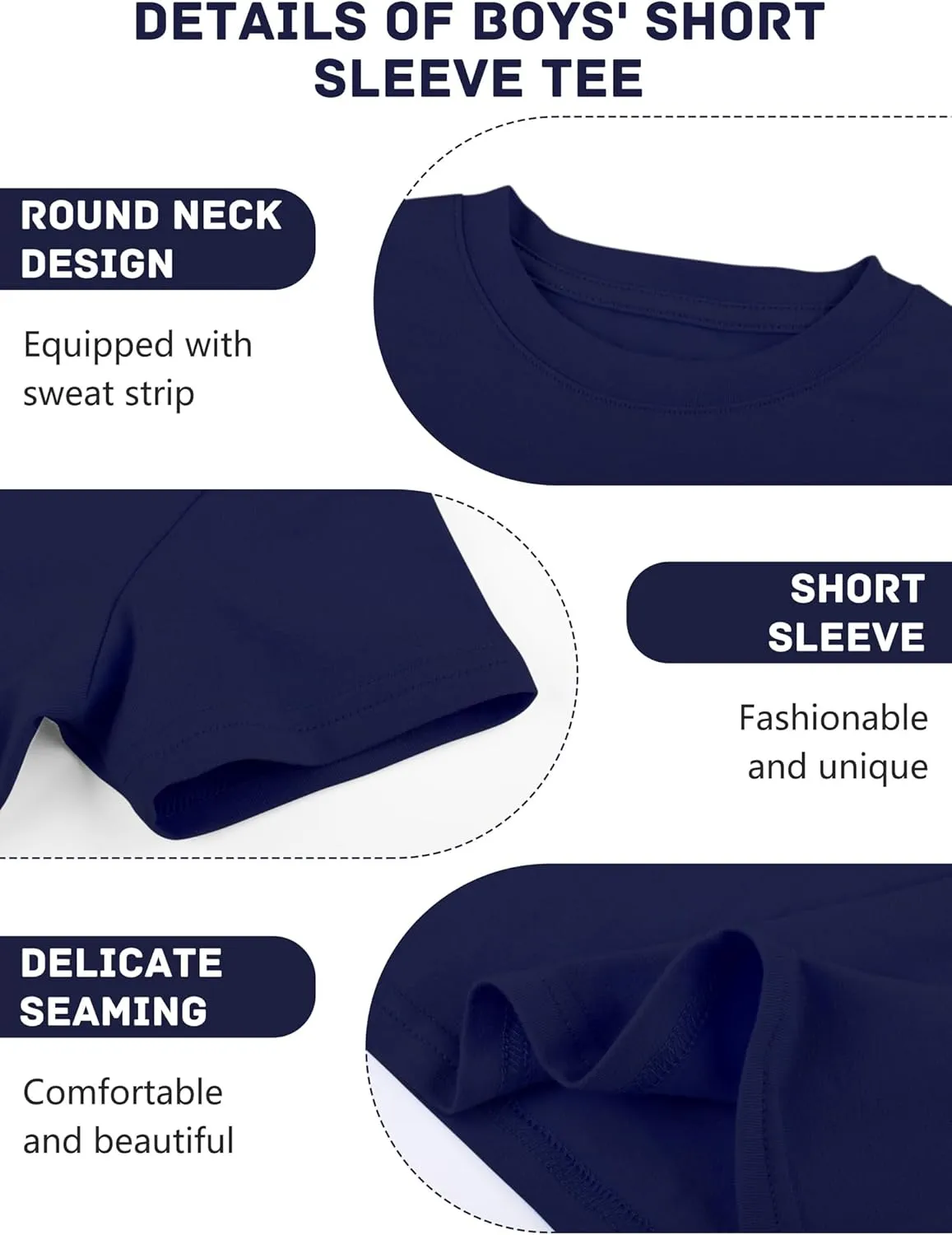 Poroka 5 Pack Toddler Boys Short Sleeve Cotton T-Shirt Crew Neck T-Shirt for Baby Toddler, 4 Sizes
