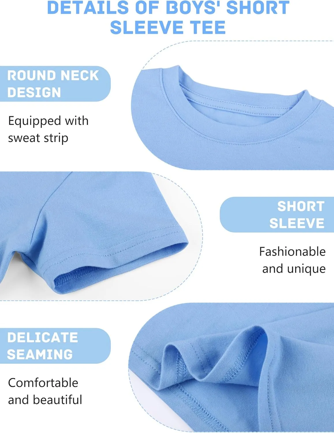 Poroka 5 Pack Toddler Boys Short Sleeve Cotton T-Shirt Crew Neck T-Shirt for Baby Toddler, 4 Sizes