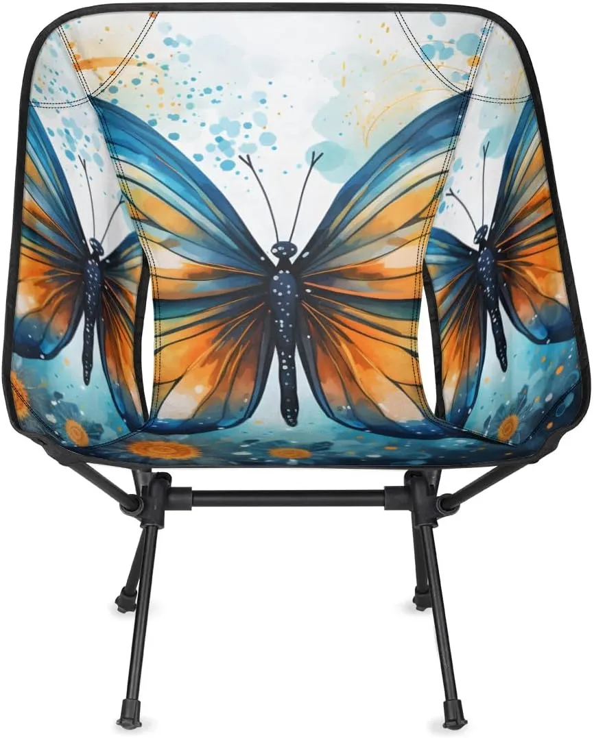 Portable Camping Chair Artistic Butterfly Ultralight Folding Camping Chair Gothic Butterfly Backpacking Hiking Chair with Cup Holder for Outdoor Travel Beach Picnic Festival, 176 lbs Capacity