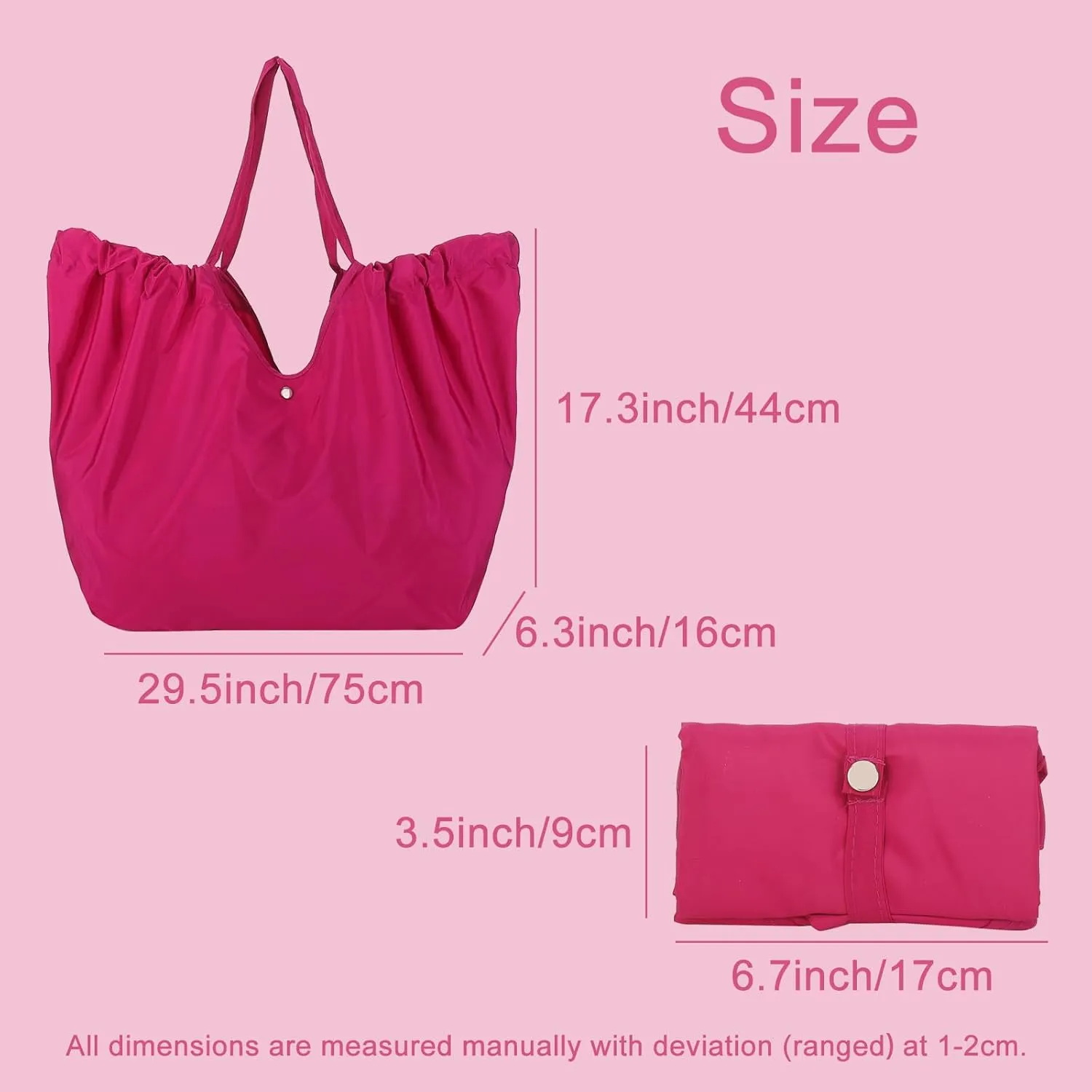 Portable Grocery Tote Bag for Women, Waterproof Shopping Bag for Groceries, Machine Washable Reusable Fashion Cloth Bag for Beach Work Sport (Red)