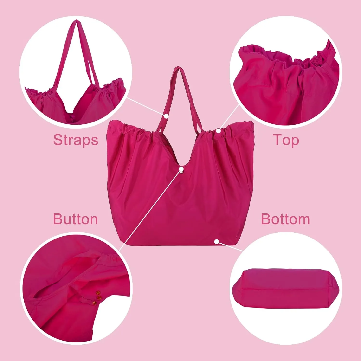Portable Grocery Tote Bag for Women, Waterproof Shopping Bag for Groceries, Machine Washable Reusable Fashion Cloth Bag for Beach Work Sport (Red)
