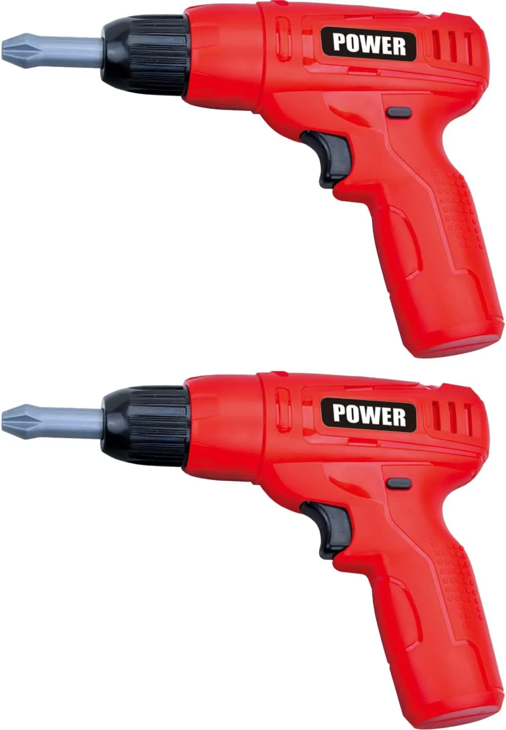 PowerTRC Kids Power Tools Mini Toy Drill Set with 3 Interchangeable Drill Bits Sound and Motion | Pretend Play | Kids Tools (2 Packs)