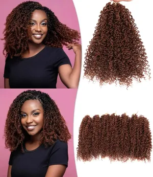 Pre Twisted Yanky Twist Crochet Hair 14 Inch 7 Packs Pre Looped Spring Twist Braids Hair Bohemian Passion Twist Curly Crochet Braids Synthetic Hair Extensions for Women (30, 14 Inch (Pack of 7))