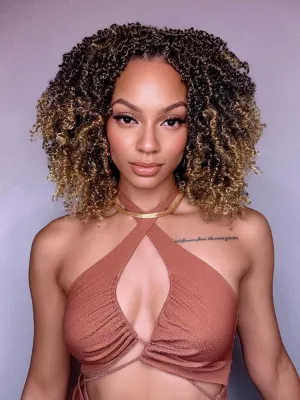 Pre Twisted Yanky Twist Crochet Hair for Women 8 Inch Synthetic Senegalese Twist Braids 7 Packs Spring Mini Passion Twist Hair Extensions, 1B/27